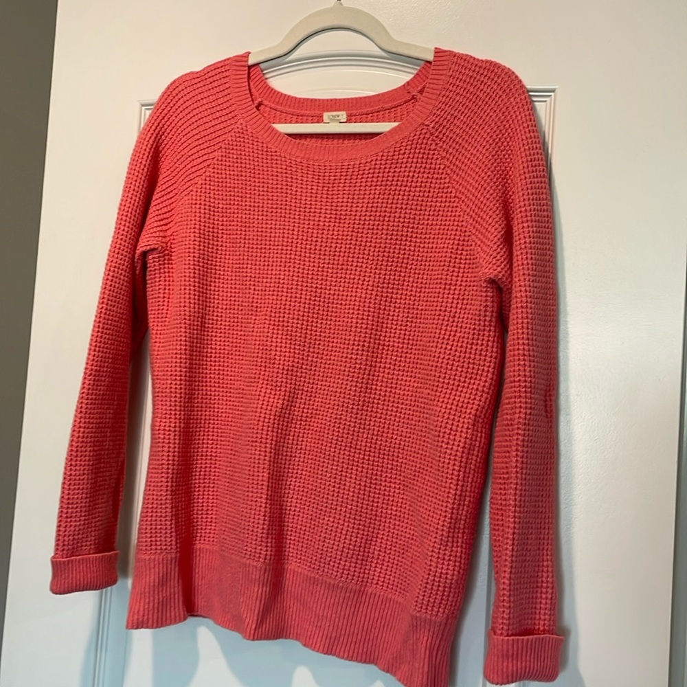 J Crew Pink Waffle-knit Sweater